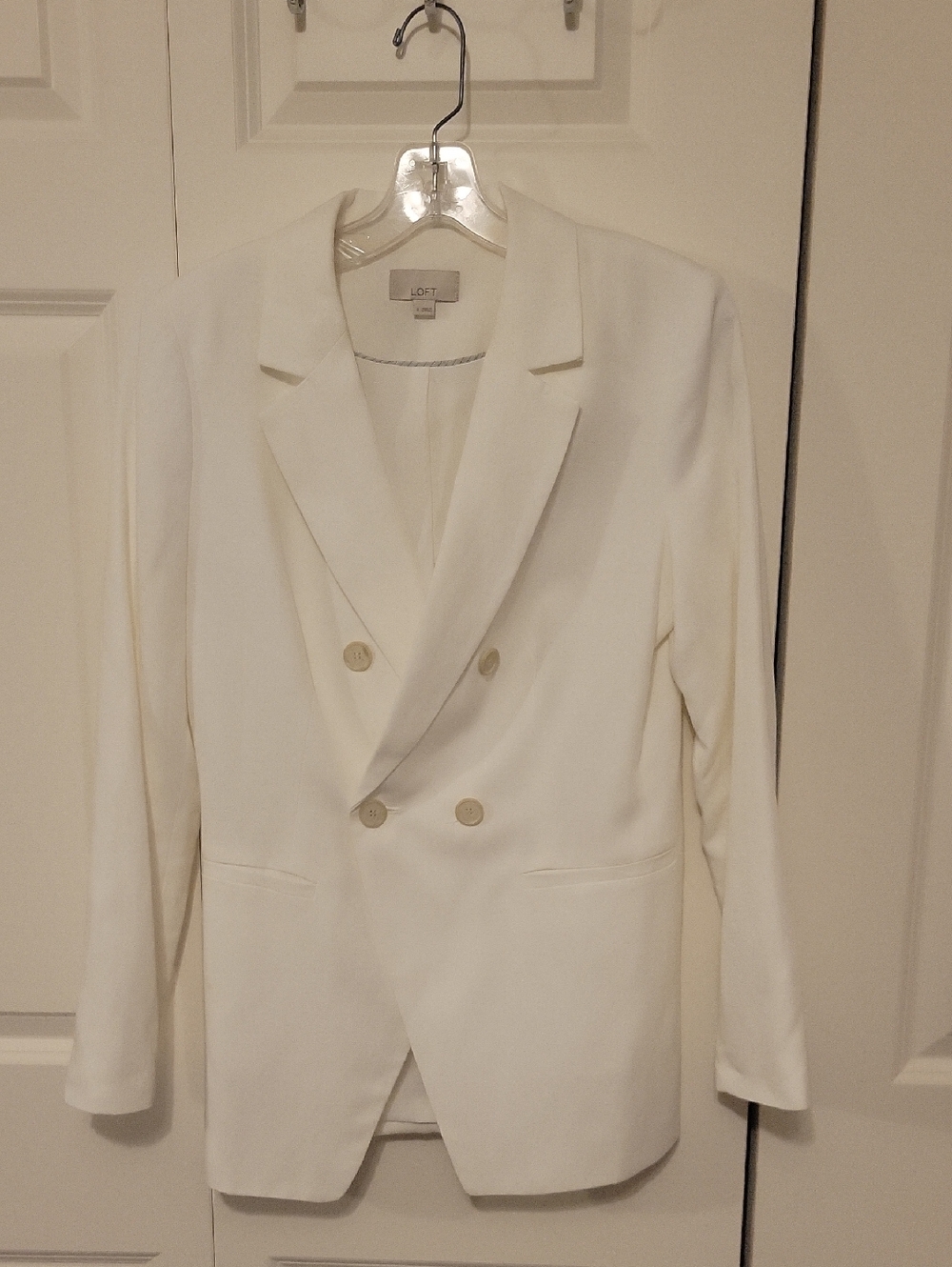 LOFT White Double-Breasted Blazer